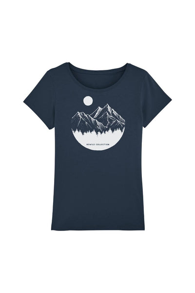 t_shirt_femme_coton_biologique_mountains_pines_navy